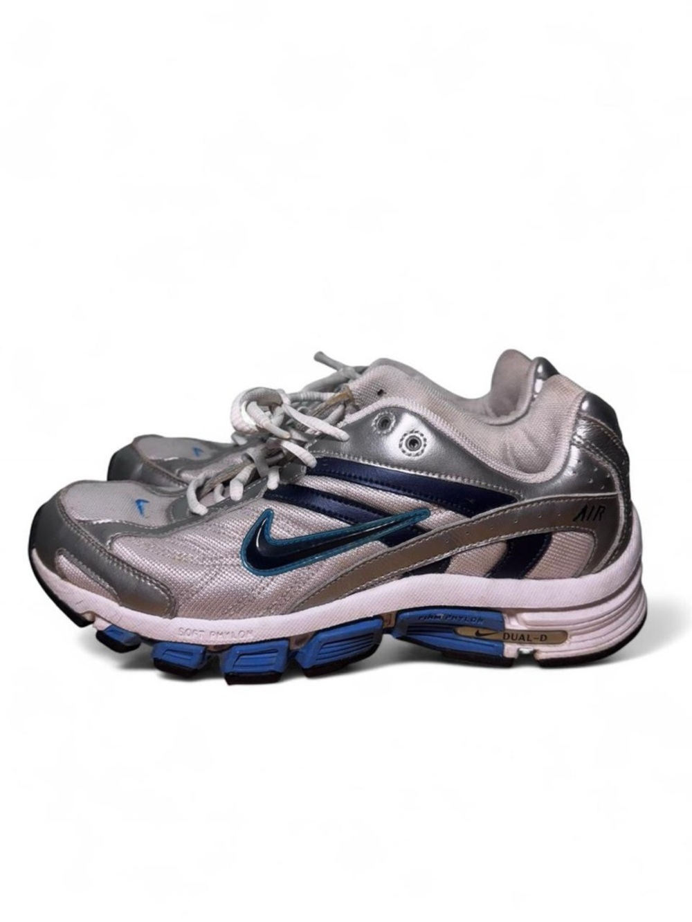Nike Air Dual-D pyhlon sneakers grey white blue 10.5 mens missing insoles 2008